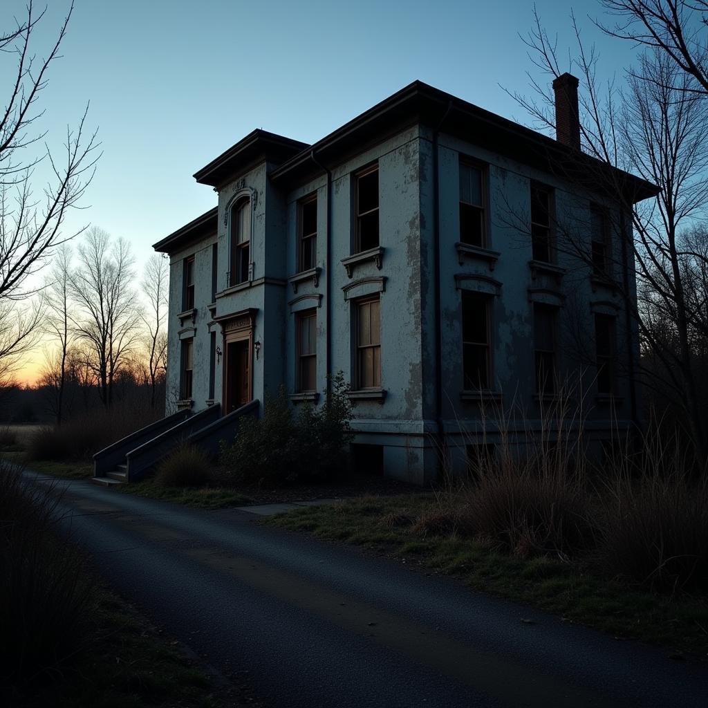 The abandoned facade of 1401 Research Blvd