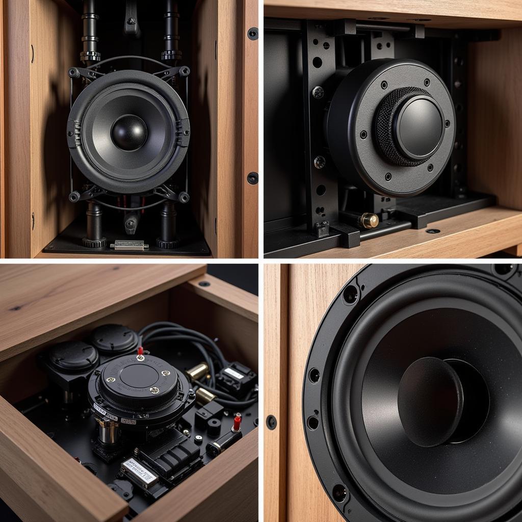 Close-up view of Acoustic Research speaker components.