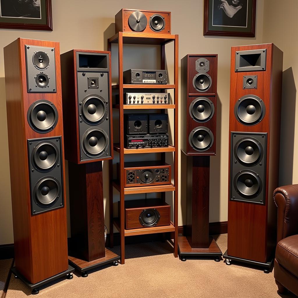 A collection of Acoustic Research vintage speakers