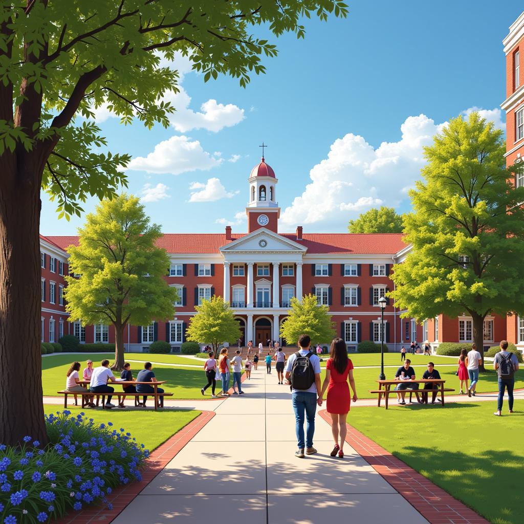 Students walking on Alabama State University campus