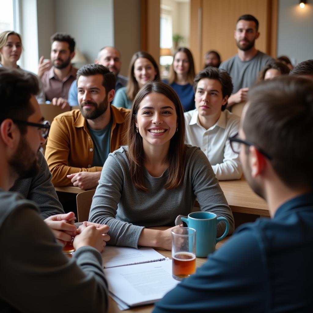 People participating in a support group meeting.