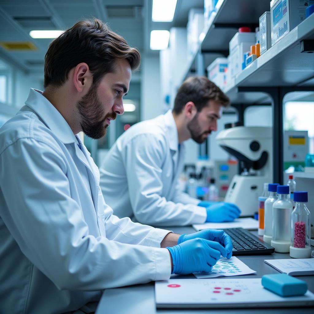 Scientists working in a laboratory at Almazov National Medical Research Centre