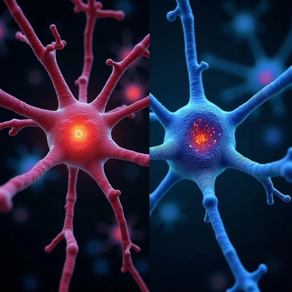 Depiction of Alzheimer's disease affecting brain neurons.