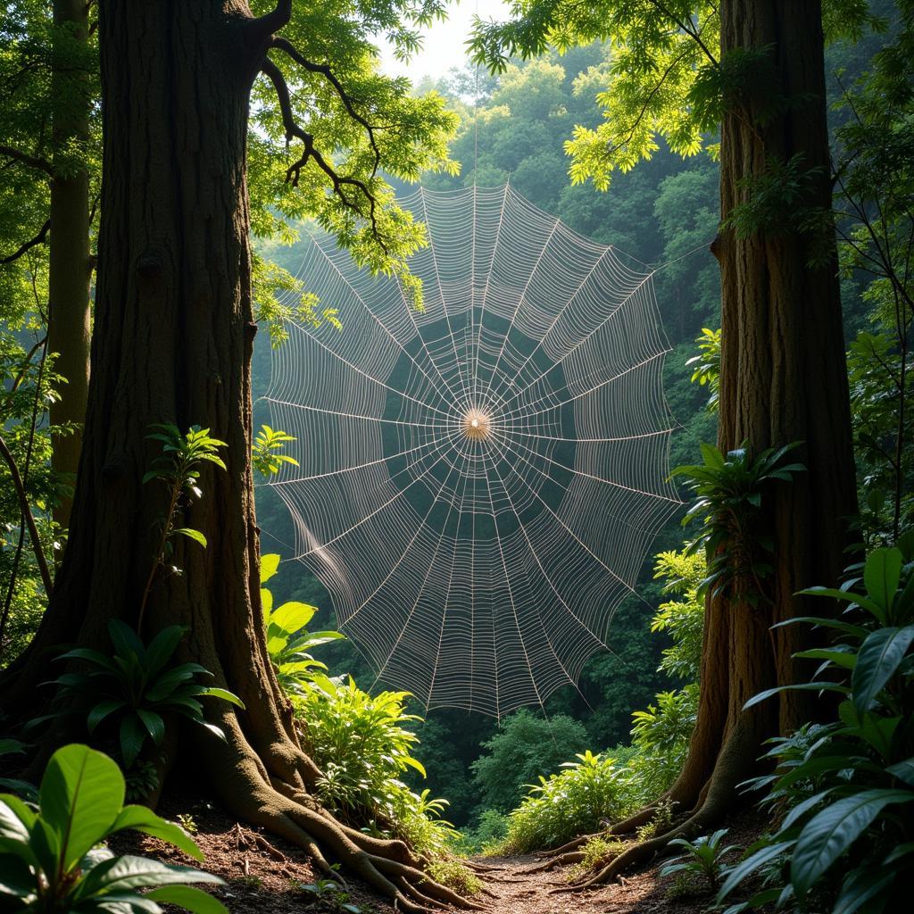 Spider Web in Amazon Rainforest