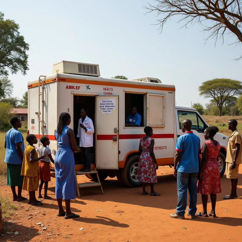 AMREF Mobile Health Unit in a Remote Village