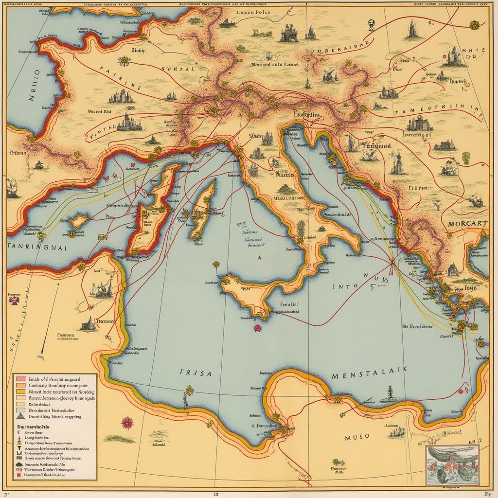 Ancient Battle Map Depicting Troop Movements and Strategy