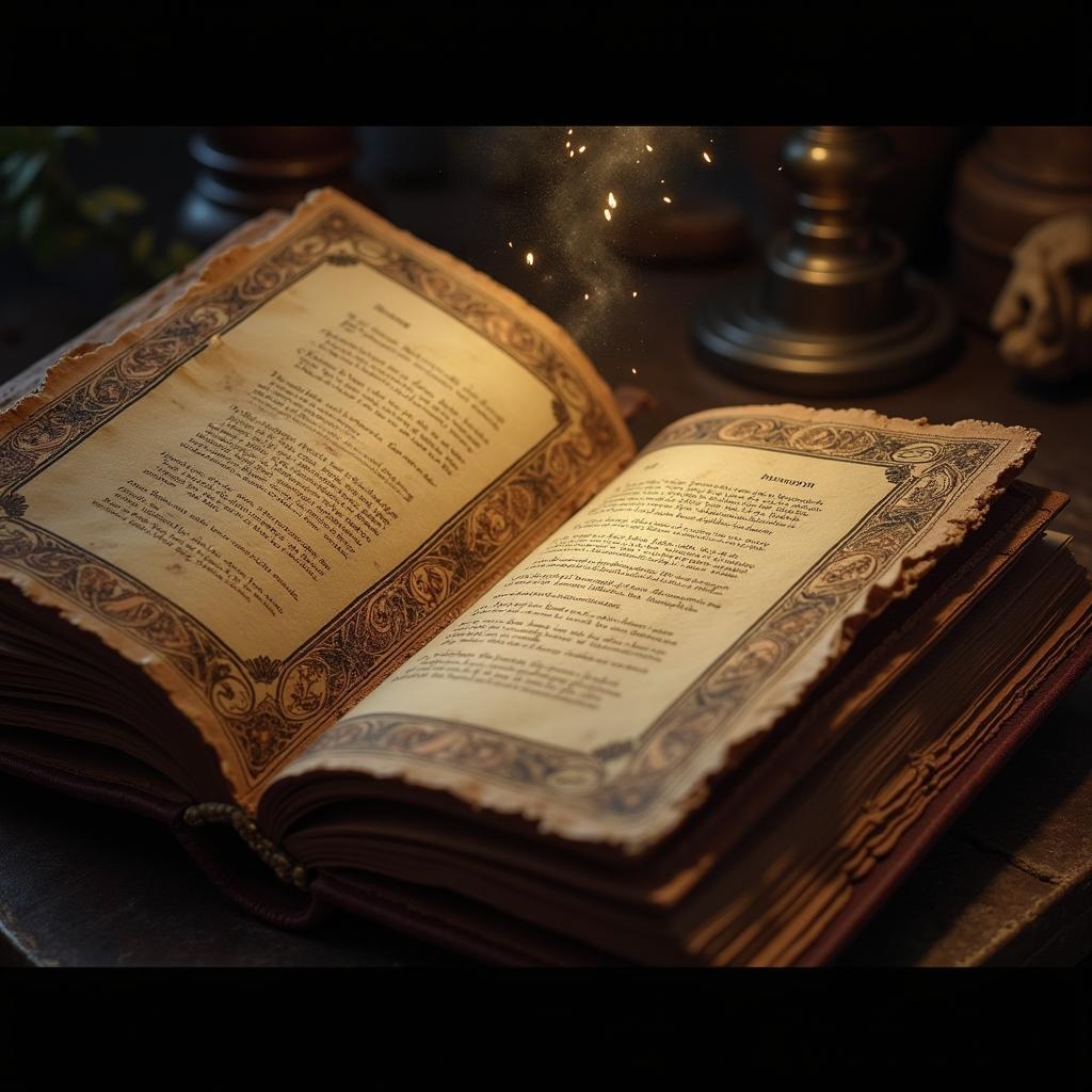 Ancient Grimoire with Glowing Runes