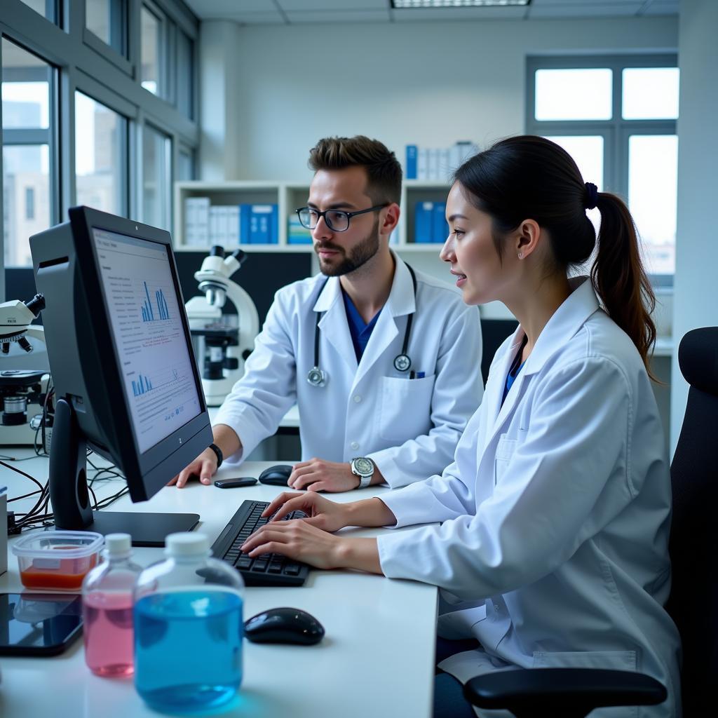 Medical students conducting anesthesia research in a lab