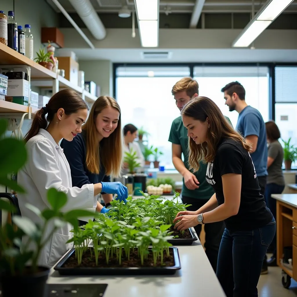 Student Researchers Working in Lab