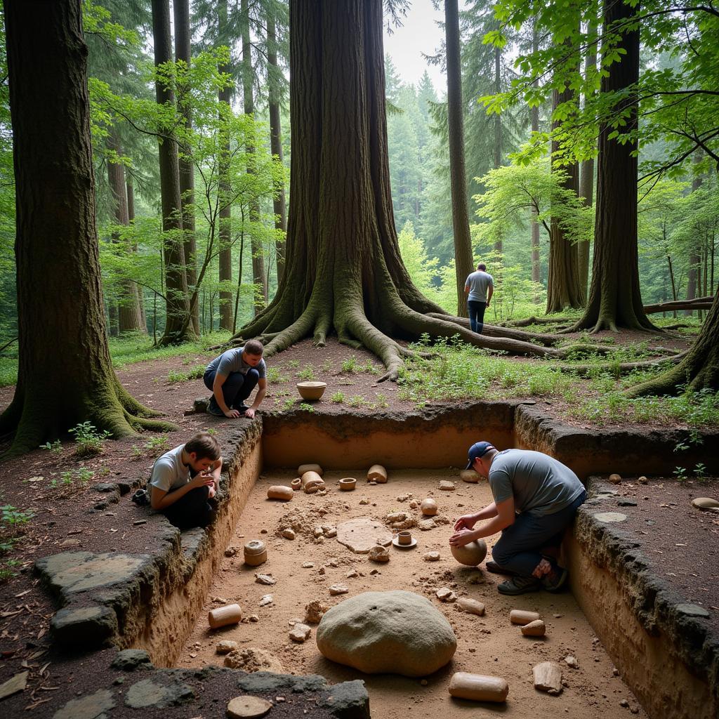 Archaeological Dig in Northwest Woodland