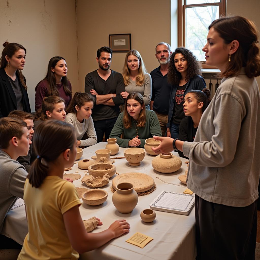 Archaeology enthusiasts participating in a workshop