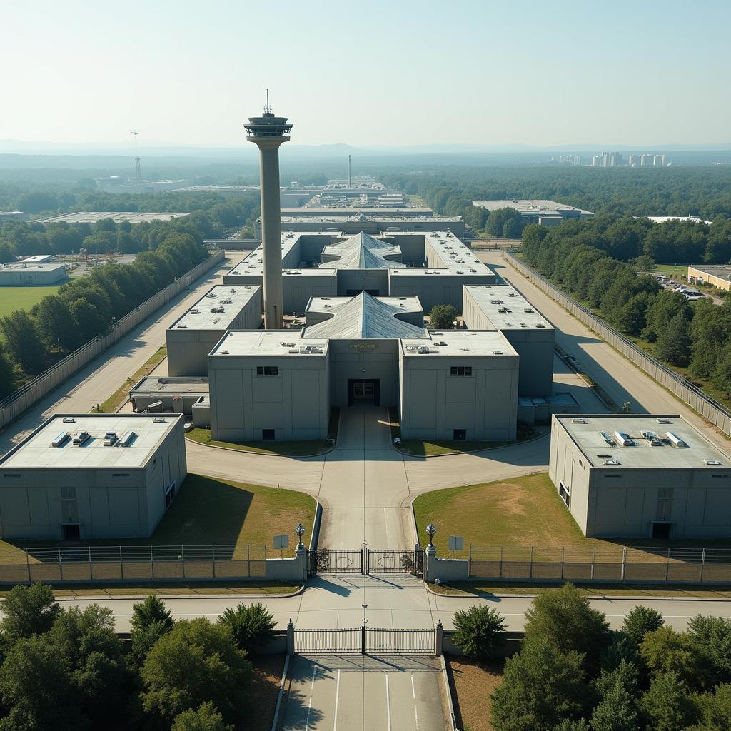 Exterior view of a high-security army research facility