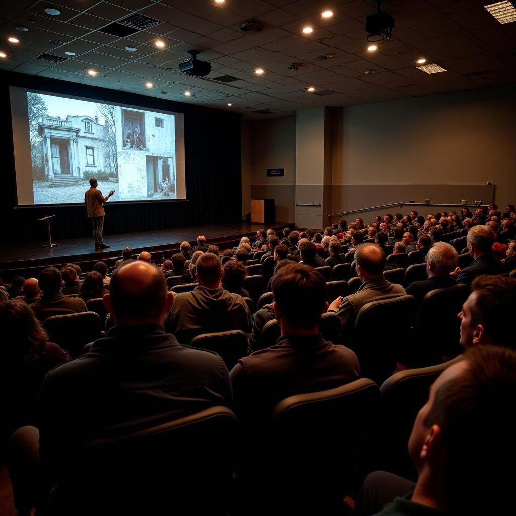 Attendees at a public lecture about paranormal phenomena