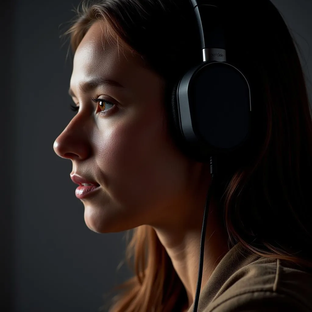 Audiophile Listening Intently to Music on Audio Research SP16L