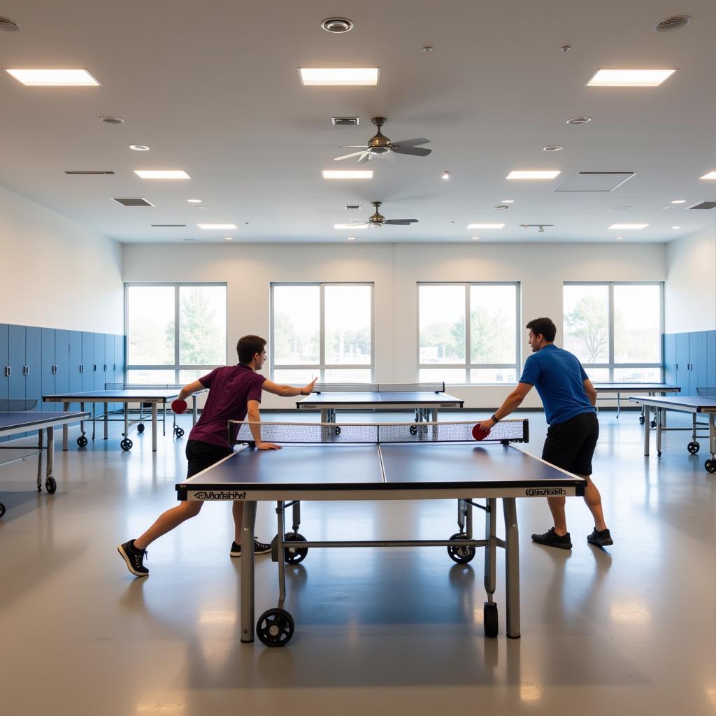 Spacious and well-lit interior of Austin Table Tennis Club