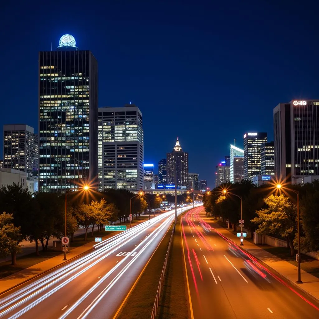 Austin's Research Boulevard at night