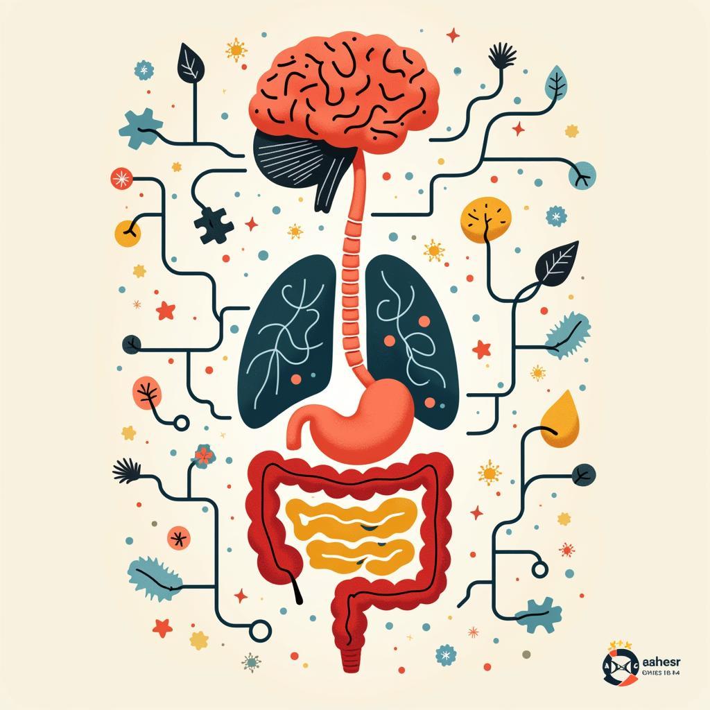 Illustration of brain connected to intestines