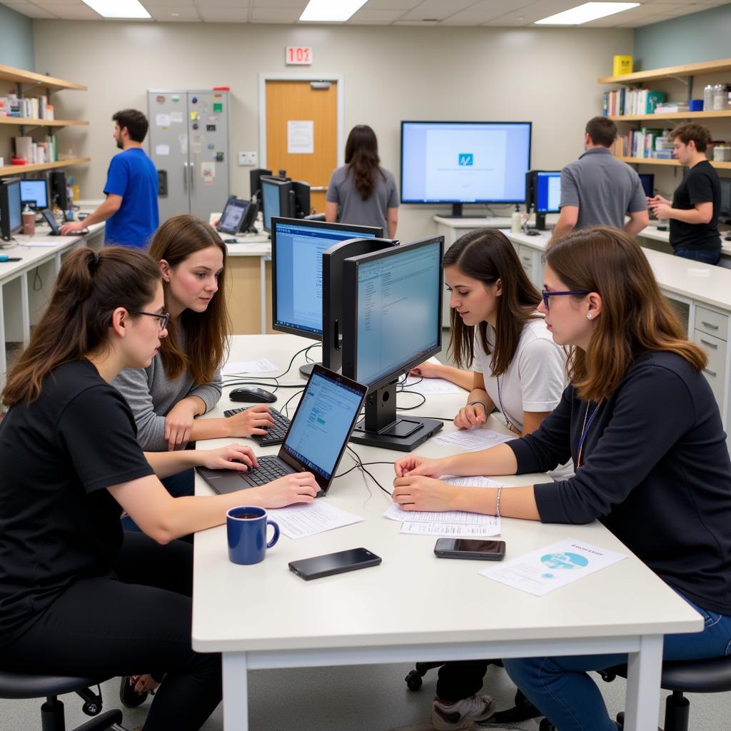 Scientists working in an autism research lab