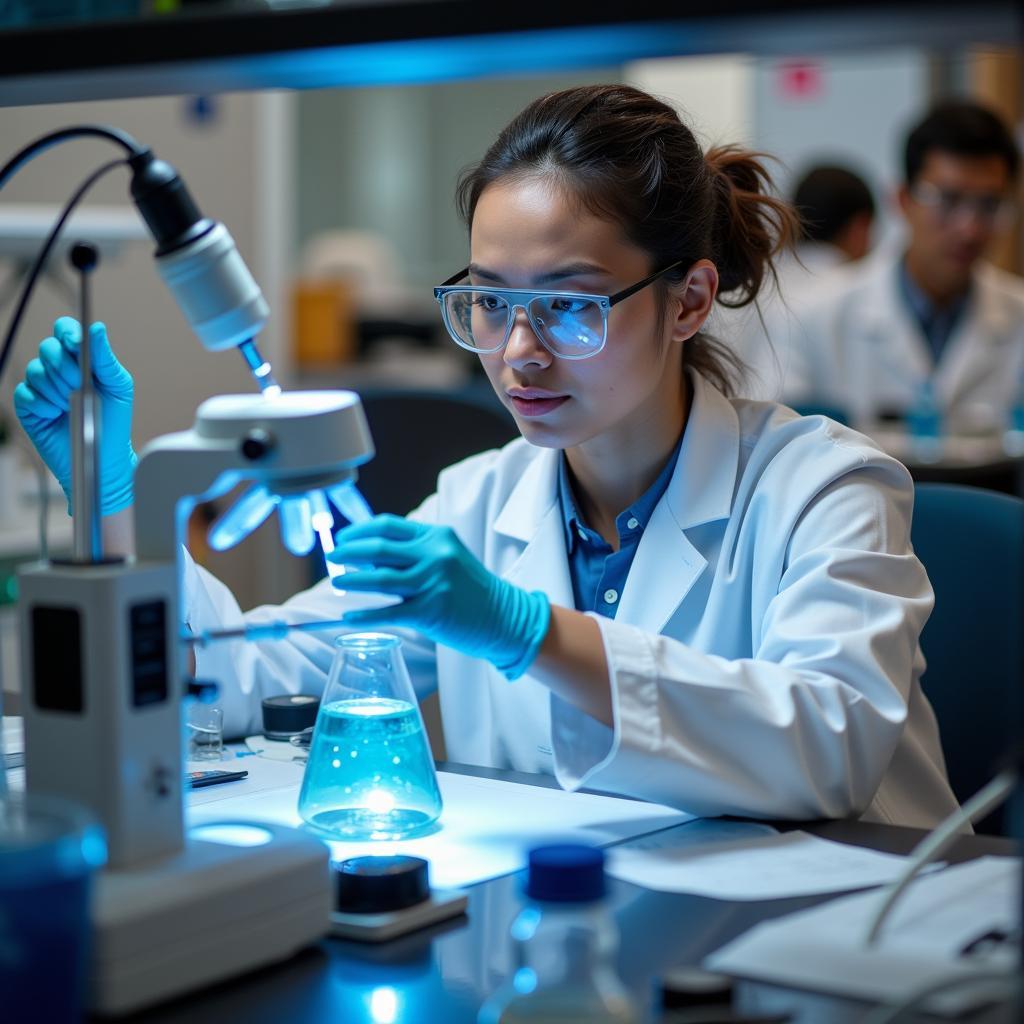 Baylor Science Research Fellow conducting lab work