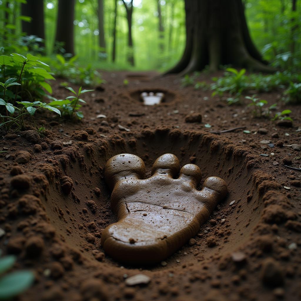 Bigfoot Footprint in Forest