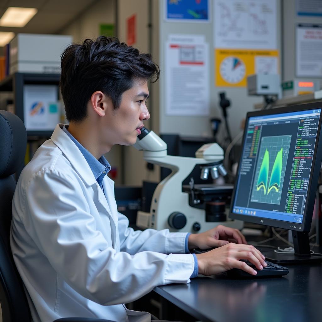 Scientist Analyzing Data in a Lab