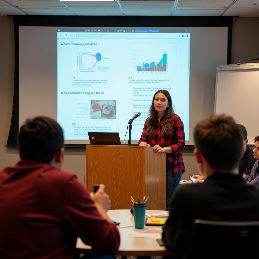 Biology Research Student Presenting Findings