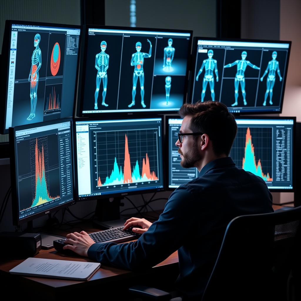 Biomechanics Researcher Analyzing Data