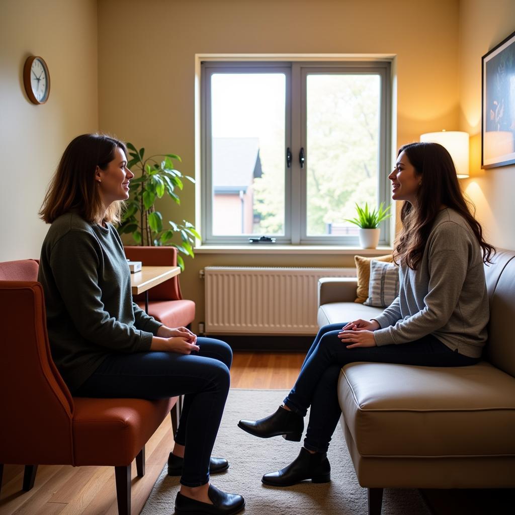 Speech therapist working with a client