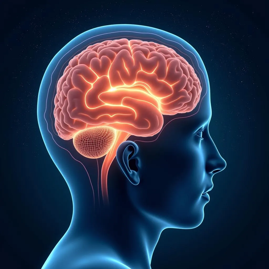 3D illustration of brain activity during REM sleep