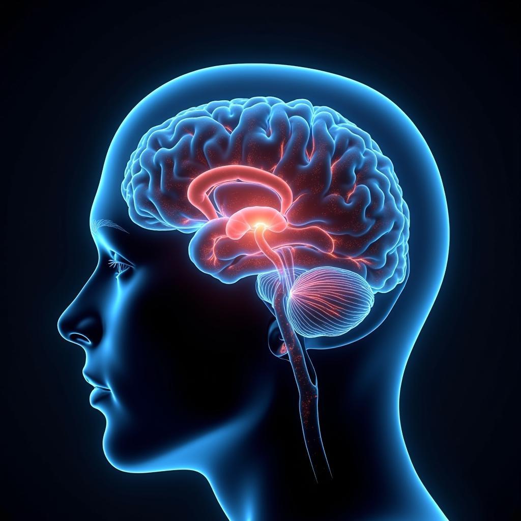 Brain Illustration with Memory Formation Highlight