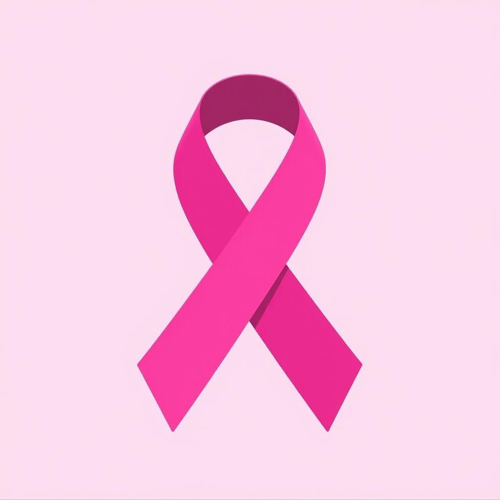 A pink ribbon symbolizing breast cancer awareness