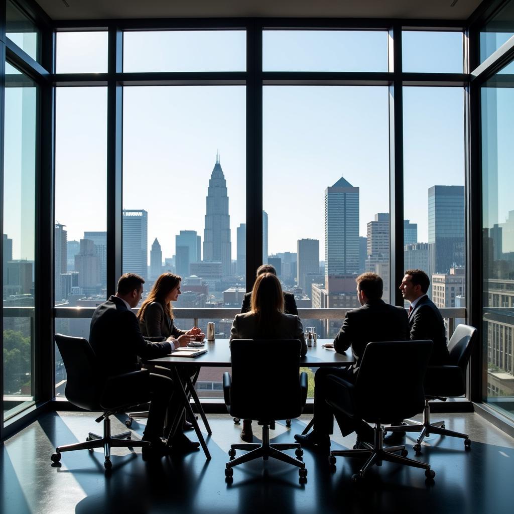 Business Meeting with Atlanta Skyline