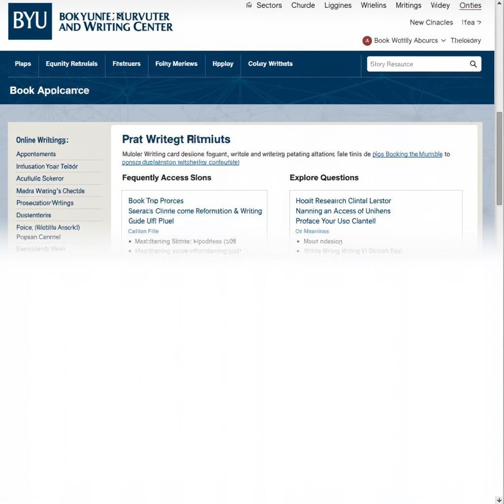 BYU Research and Writing Center website homepage