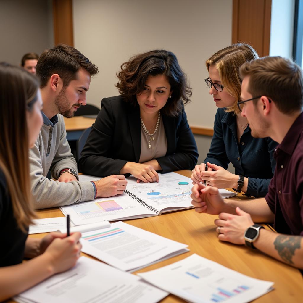 Researchers collaborating on a project