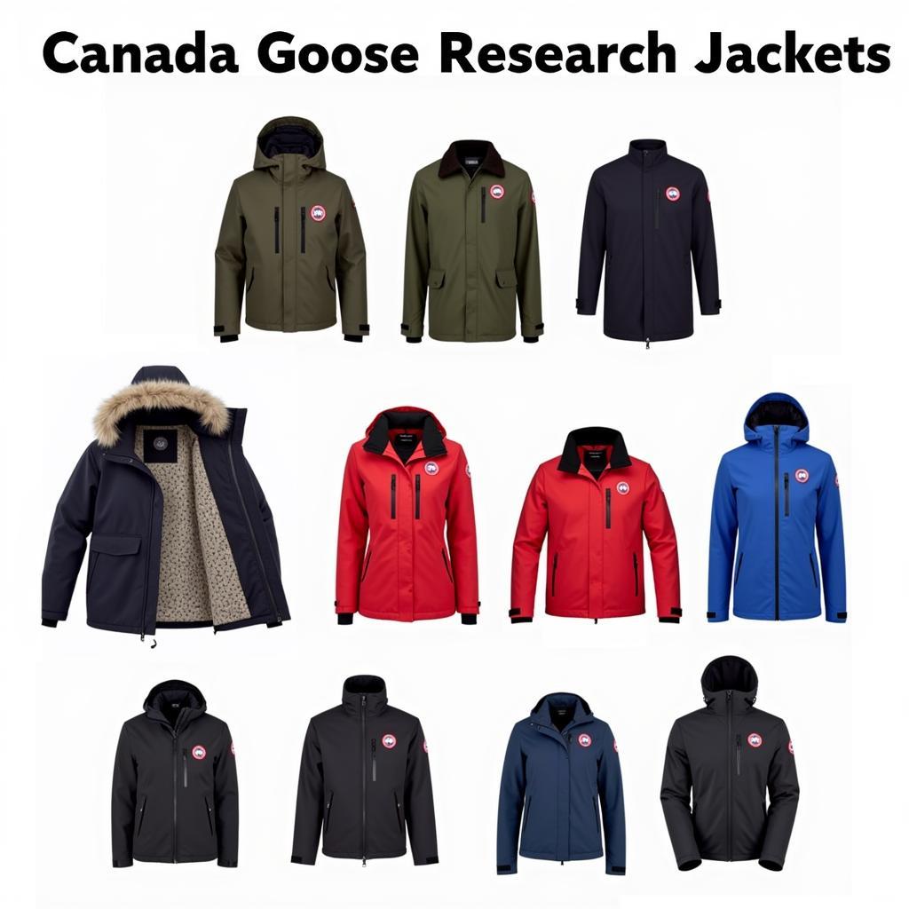 Selection of Canada Goose research jackets in various colors and styles