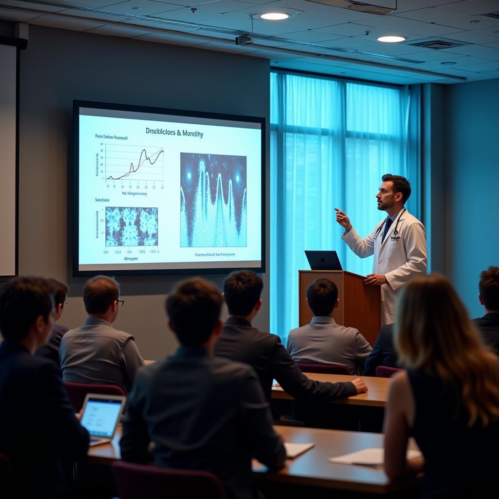 Doctor presenting at a cancer conference