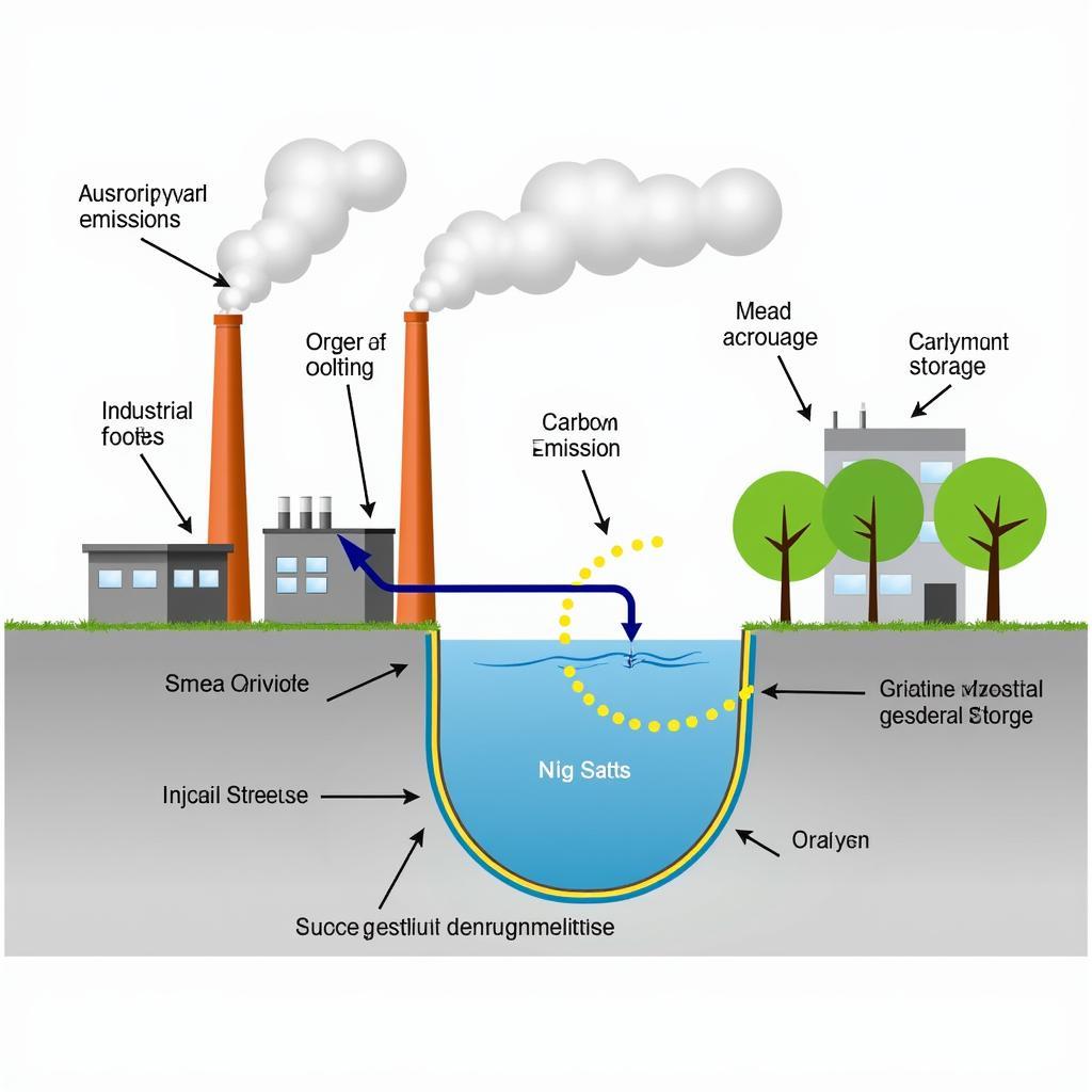 Schematic representation of carbon capture and storage process