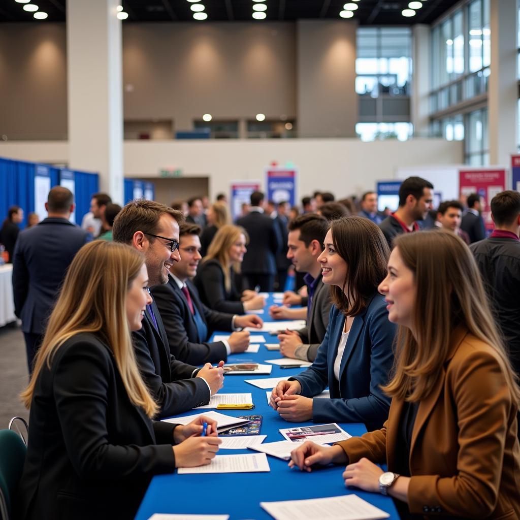 College students attending a career fair