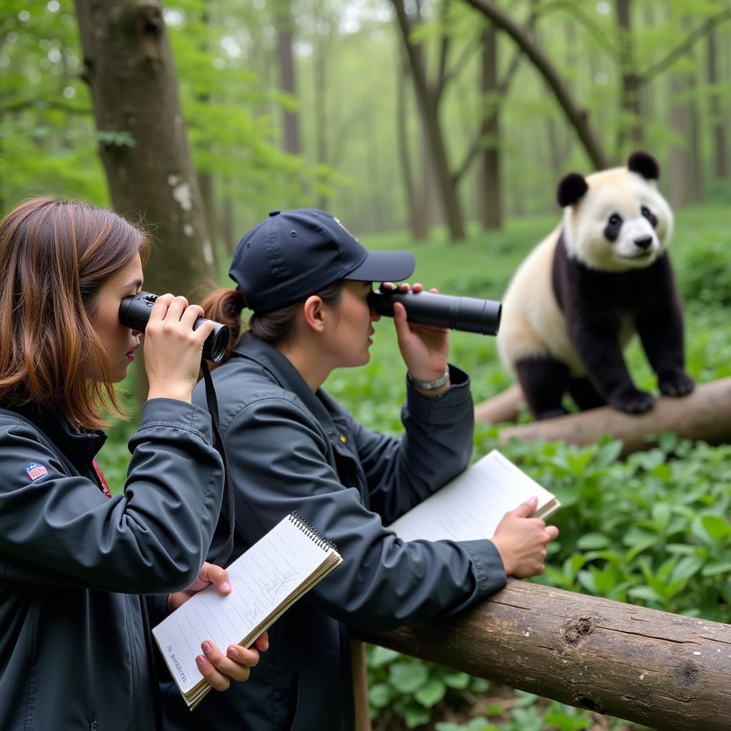 CCRCGP Researchers Studying Panda Behavior