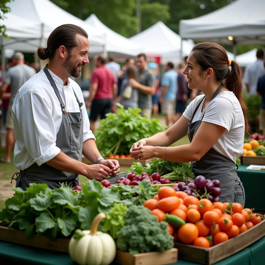 Chef and Farmer Discussing Sustainable Produce