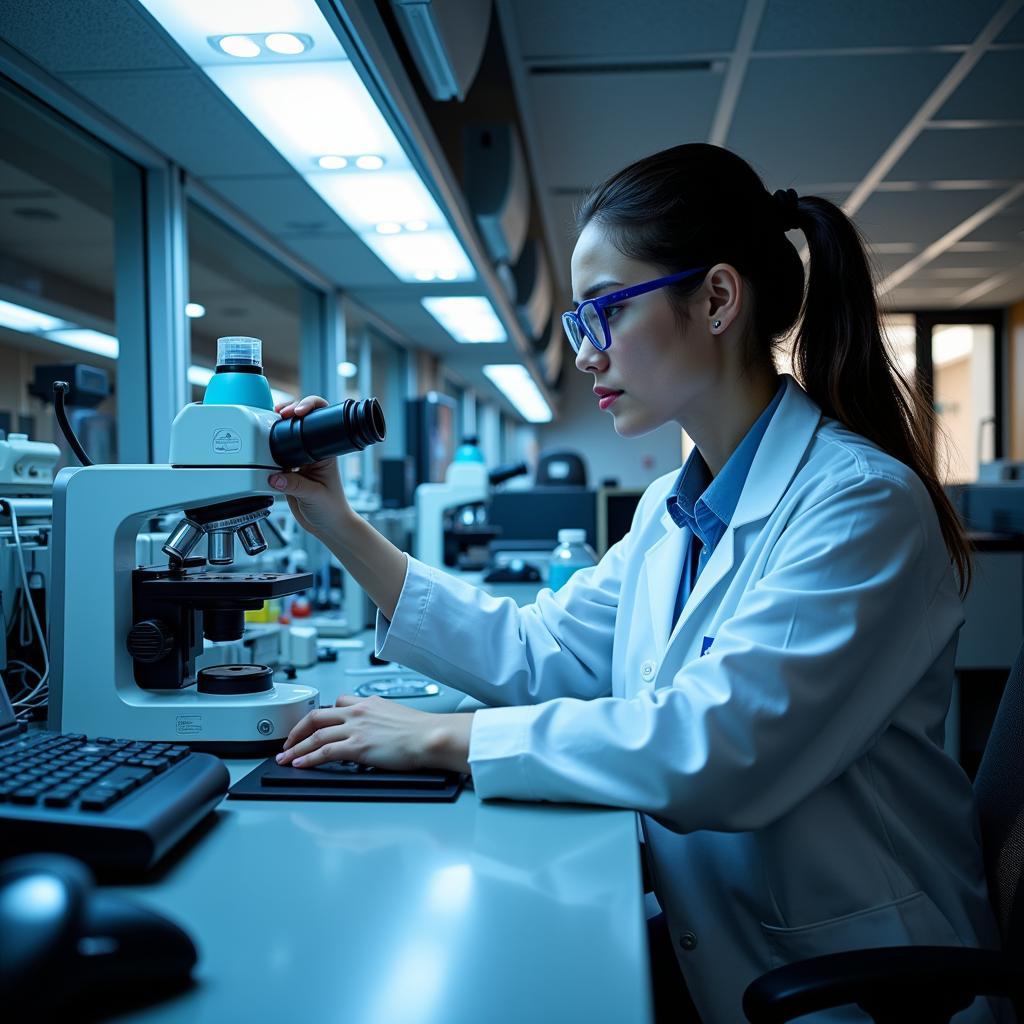 Scientist conducting research in a laboratory at Children's Hospital Oakland