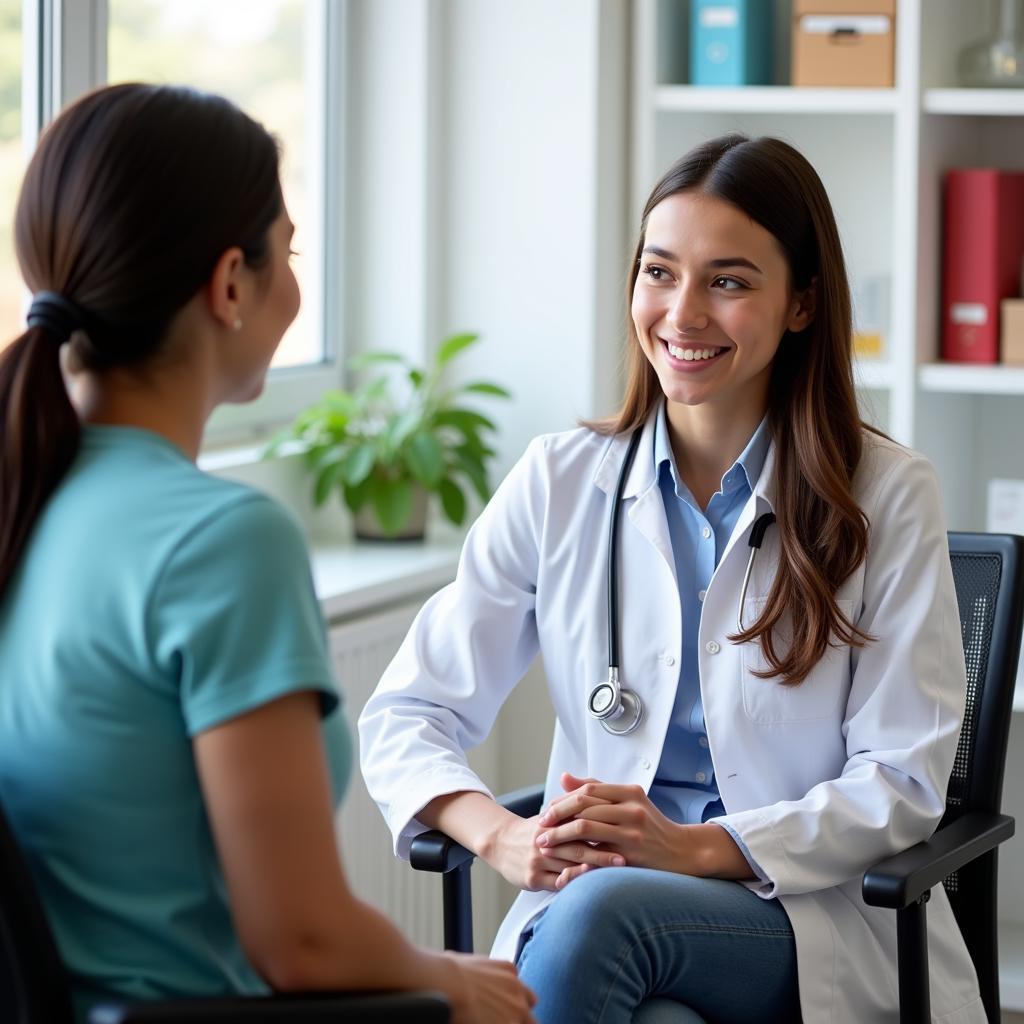 Clinical Research Assistant Interviewing Patient