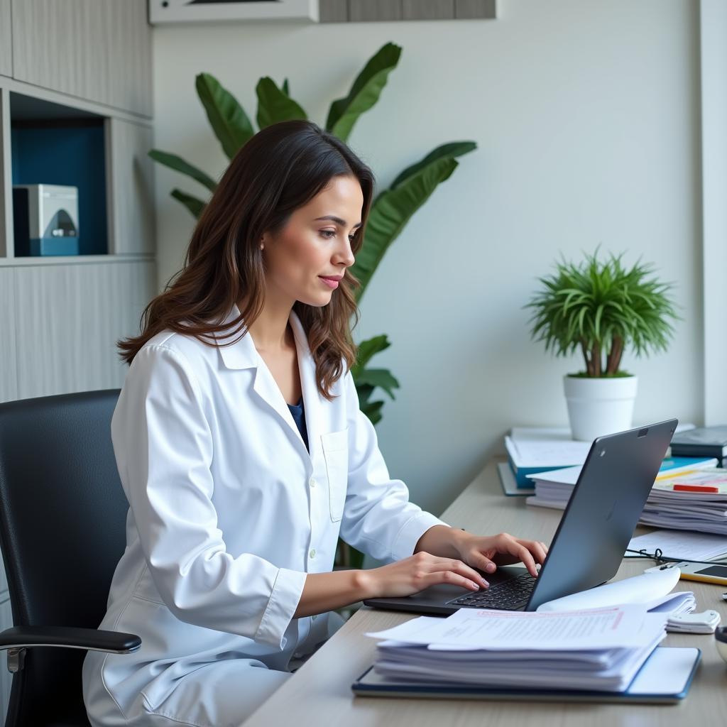 Clinical Research Associate reviewing patient data