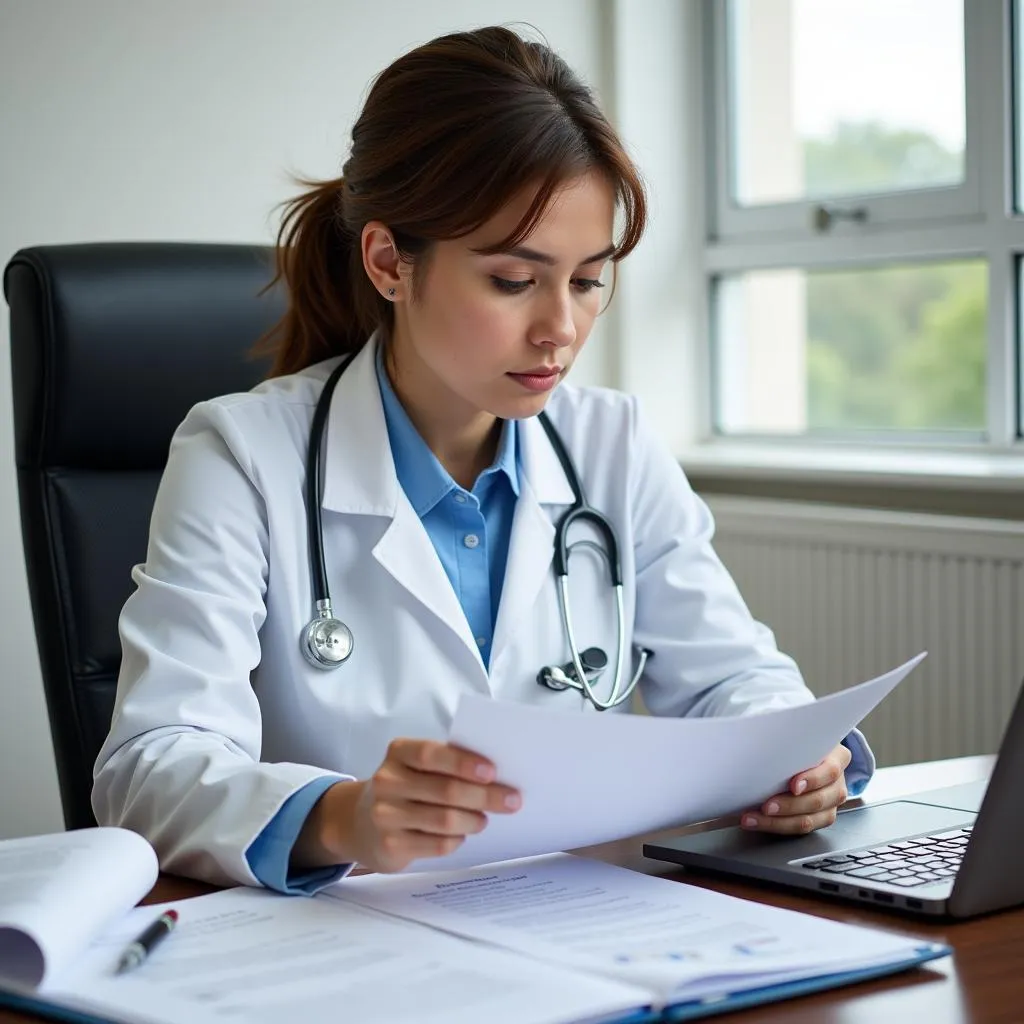 Clinical Research Associate working on laptop