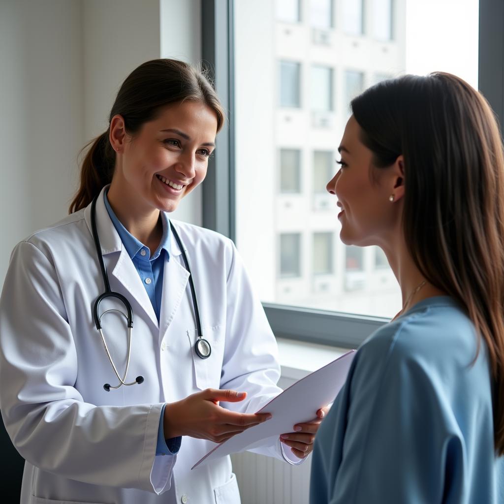 Clinical Research Coordinator Explaining Study to Patient