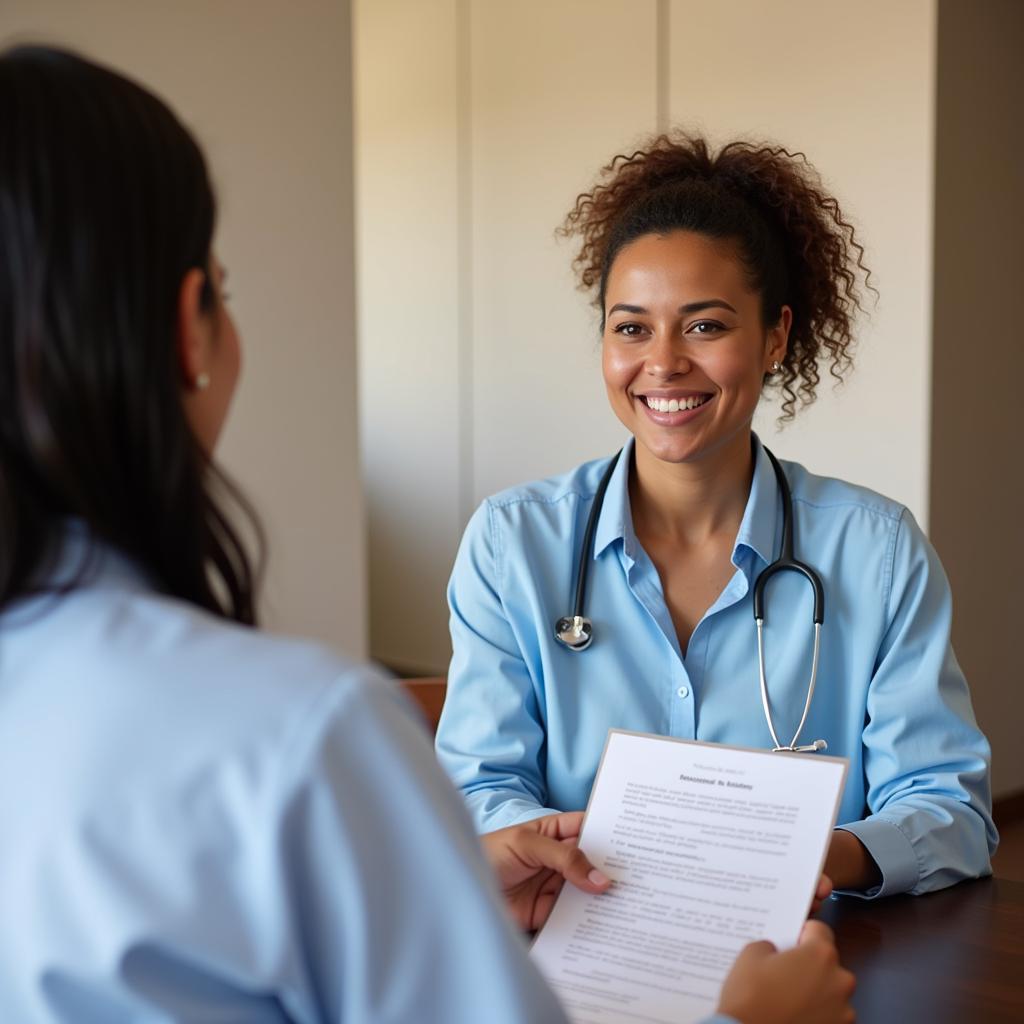 Clinical Research Coordinator Interacting with Patient