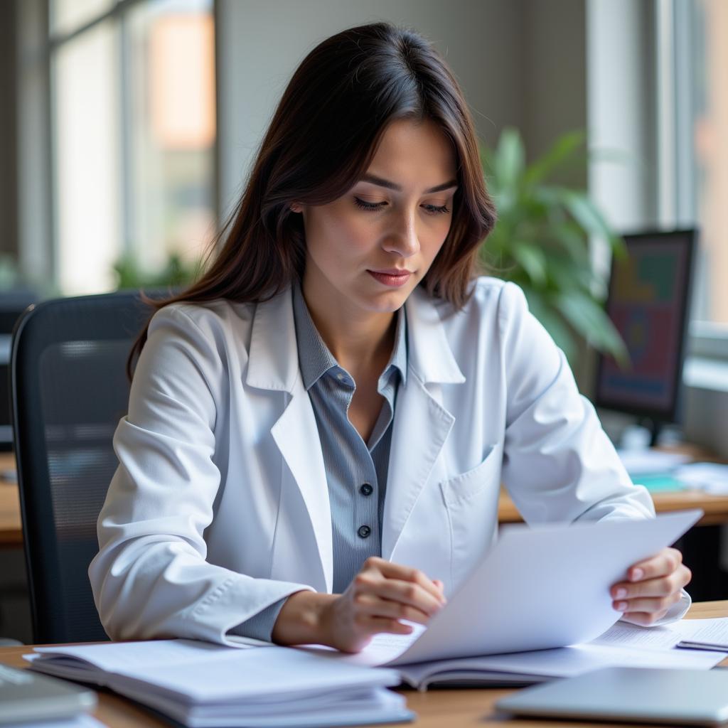 Clinical Research Coordinator Reviewing Documents