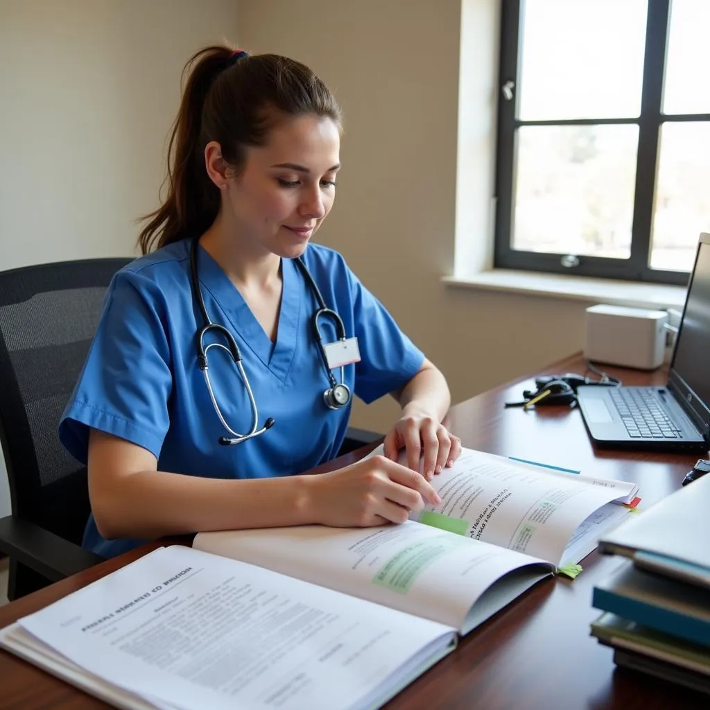 Clinical Research Coordinator RN organizing patient files and data