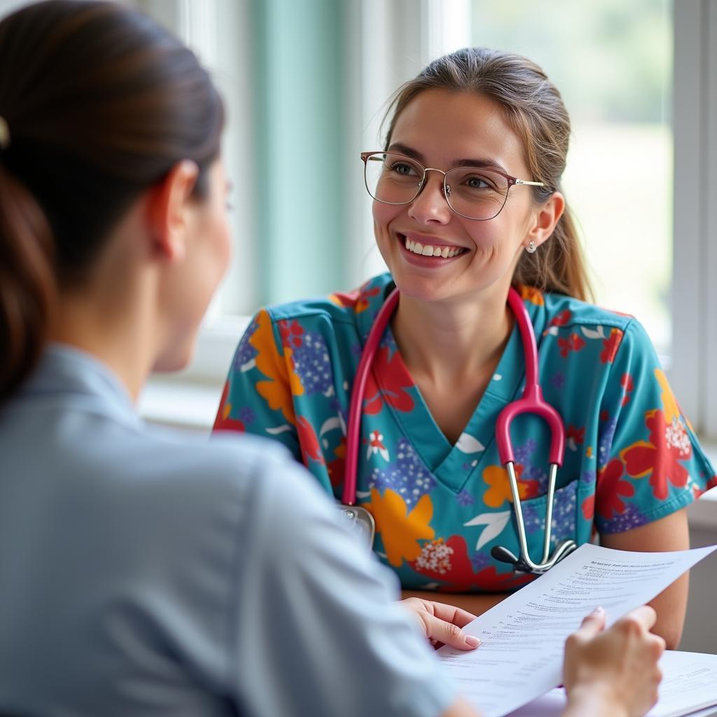 Clinical Research Nurse Working with Patient