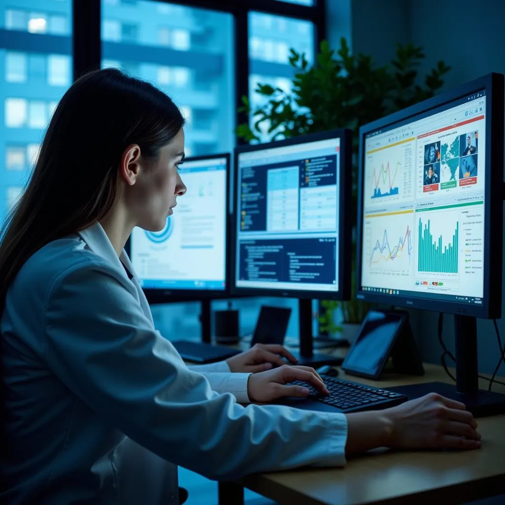 Clinical Research Professional Analyzing Data on a Computer